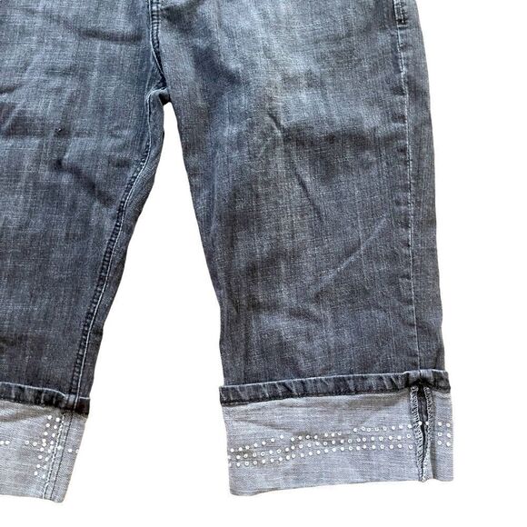 Zena Studded Denim Folded Hem Capri Sz 12P - Picture 5 of 13